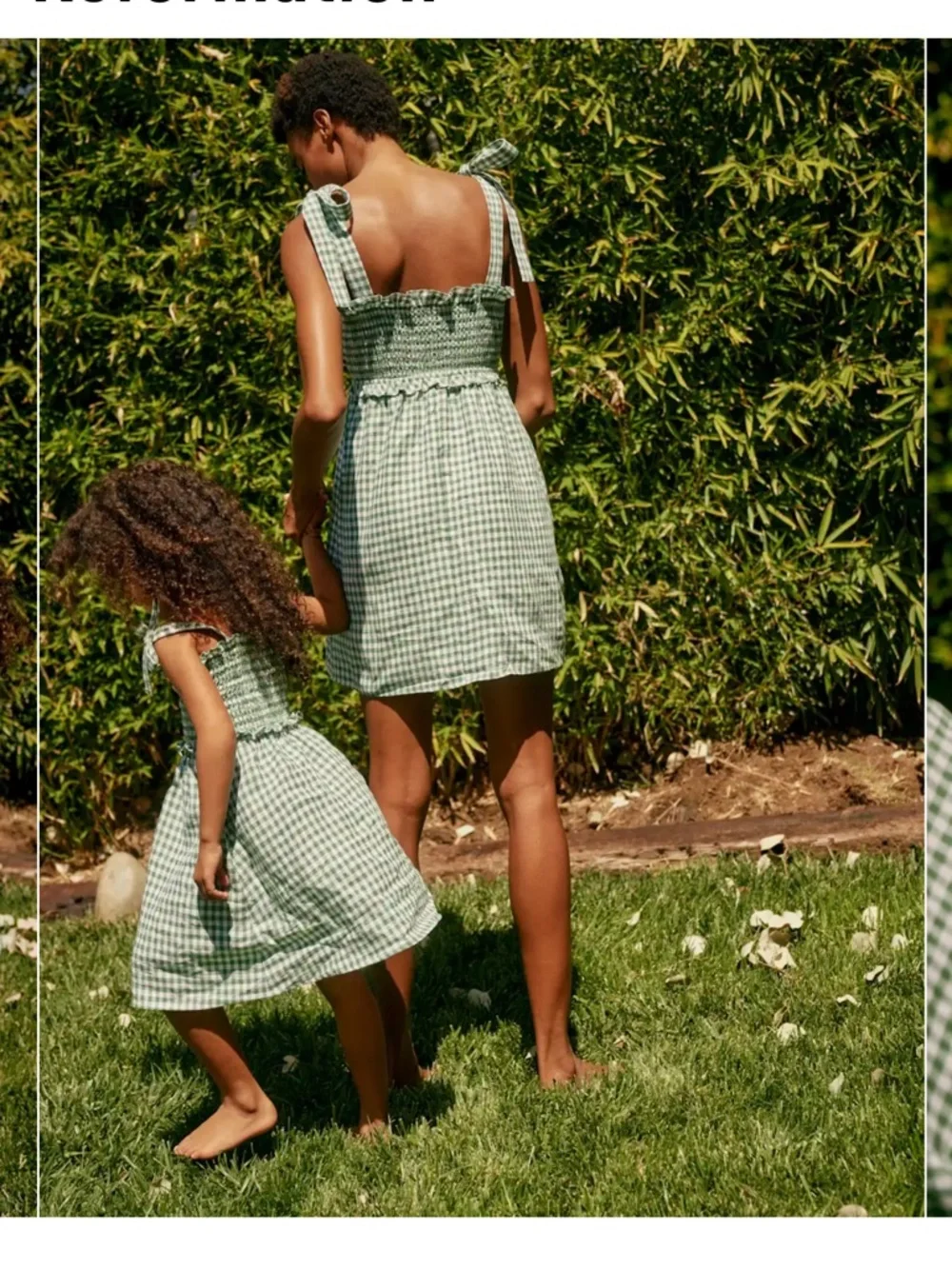 Reformation Green and White Gingham Smocked Sundress - Picture 11 of 12